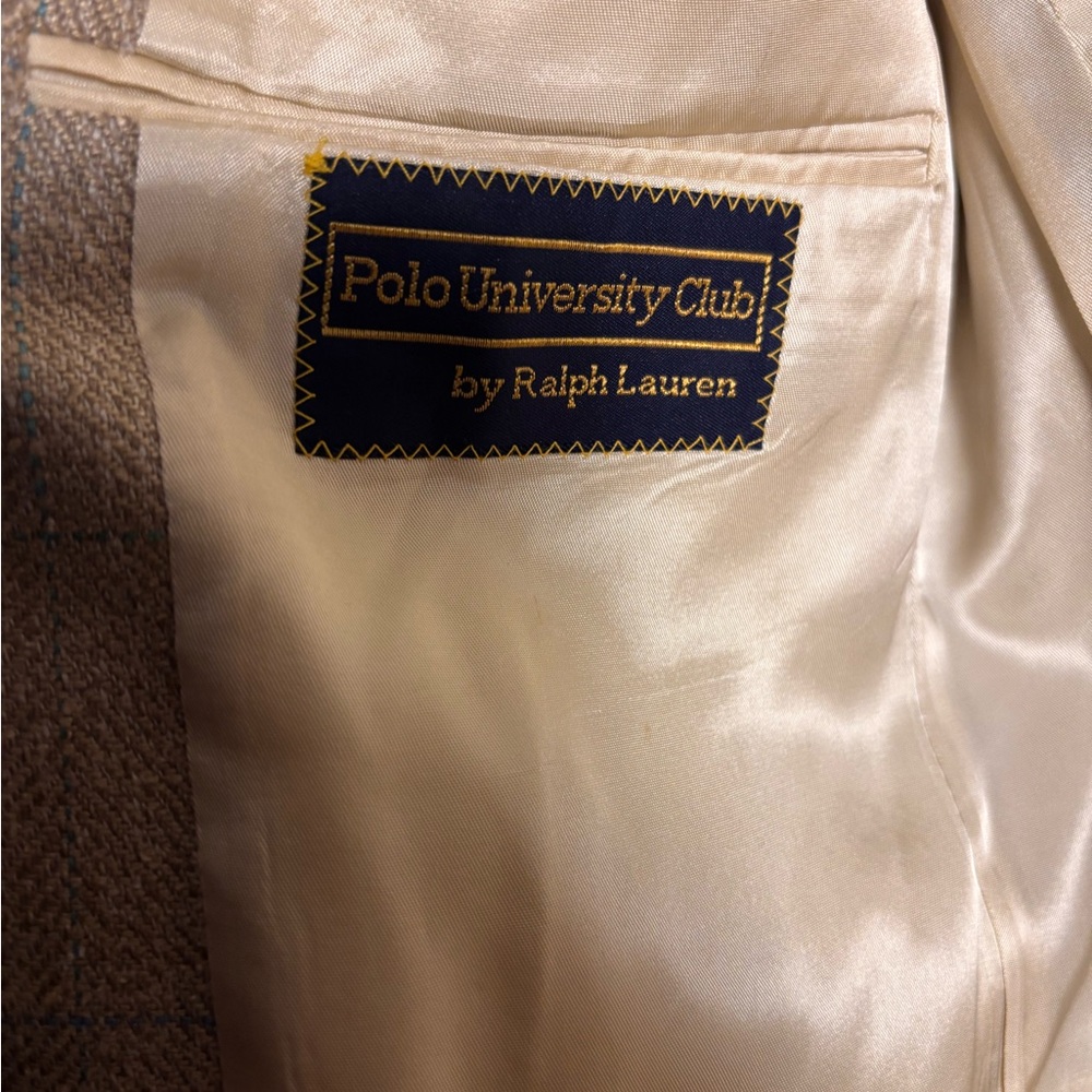 Vintage Polo University Club Ralph Lauren Wool Blazer Made USA Herringbone 46R - Picture 7 of 12